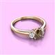 2 - Gemma 7x5 mm Oval Cut Smoky Quartz and Lab Grown Diamond Trellis Three Stone Engagement Ring 