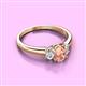 2 - Gemma 7x5 mm Oval Cut Morganite and Lab Grown Diamond Trellis Three Stone Engagement Ring 