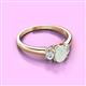2 - Gemma 7x5 mm Oval Cut Opal and Lab Grown Diamond Trellis Three Stone Engagement Ring 