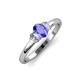 3 - Gemma 7x5 mm Oval Cut Tanzanite and Lab Grown Diamond Trellis Three Stone Engagement Ring 