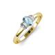 3 - Gemma 7x5 mm Oval Cut Aquamarine and Lab Grown Diamond Trellis Three Stone Engagement Ring 