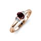 3 - Gemma 7x5 mm Oval Cut Red Garnet and Lab Grown Diamond Trellis Three Stone Engagement Ring 