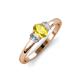 3 - Gemma 7x5 mm Oval Cut Yellow Sapphire and Lab Grown Diamond Trellis Three Stone Engagement Ring 