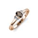 3 - Gemma 7x5 mm Oval Cut Smoky Quartz and Lab Grown Diamond Trellis Three Stone Engagement Ring 