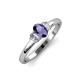 3 - Gemma 7x5 mm Oval Cut Iolite and Lab Grown Diamond Trellis Three Stone Engagement Ring 