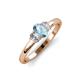 3 - Gemma 7x5 mm Oval Cut Aquamarine and Lab Grown Diamond Trellis Three Stone Engagement Ring 