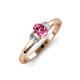 3 - Gemma 7x5 mm Oval Cut Pink Tourmaline and Lab Grown Diamond Trellis Three Stone Engagement Ring 