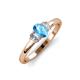 3 - Gemma 7x5 mm Oval Cut Blue Topaz and Lab Grown Diamond Trellis Three Stone Engagement Ring 