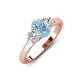 3 - Gemma 8x6 mm Oval Cut Aquamarine and Lab Grown Diamond Trellis Three Stone Engagement Ring 