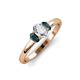 3 - Gemma 7x5 mm Oval Cut Lab Grown Diamond and London Blue Topaz Trellis Three Stone Engagement Ring 