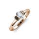3 - Gemma 7x5 mm Oval Cut Lab Grown Diamond and Smoky Quartz Trellis Three Stone Engagement Ring 