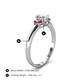 4 - Gemma 7x5 mm Oval Cut Lab Grown Diamond and Pink Tourmaline Trellis Three Stone Engagement Ring 