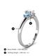 4 - Gemma 7x5 mm Oval Cut Lab Grown Diamond and Blue Topaz Trellis Three Stone Engagement Ring 
