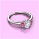2 - Gemma 1.35 ctw GIA Certified Natural Diamond Oval Cut (7x5 mm) and Pink Sapphire Trellis Three Stone Engagement Ring 