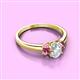 2 - Gemma 1.31 ctw GIA Certified Natural Diamond Oval Cut (7x5 mm) and Pink Tourmaline Trellis Three Stone Engagement Ring 