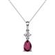 1 - Zaila Pear Cut Rhodolite Garnet and Diamond Two Stone Pendant 