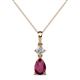 1 - Zaila Pear Cut Rhodolite Garnet and Diamond Two Stone Pendant 