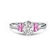 1 - Gemma 1.90 ctw GIA Certified Natural Diamond Oval Cut (8x6 mm) and Side Pink Sapphire Trellis Three Stone Engagement Ring 