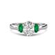 1 - Gemma 1.76 ctw GIA Certified Natural Diamond Oval Cut (8x6 mm) and Side Emerald Trellis Three Stone Engagement Ring 