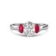1 - Gemma 1.90 ctw GIA Certified Natural Diamond Oval Cut (8x6 mm) and Side Ruby Trellis Three Stone Engagement Ring 