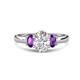 1 - Gemma 1.74 ctw GIA Certified Natural Diamond Oval Cut (8x6 mm) and Side Amethyst Trellis Three Stone Engagement Ring 