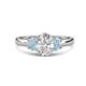 1 - Gemma 1.74 ctw GIA Certified Natural Diamond Oval Cut (8x6 mm) and Side Aquamarine Trellis Three Stone Engagement Ring 