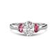 1 - Gemma 1.86 ctw GIA Certified Natural Diamond Oval Cut (8x6 mm) and Side Pink Tourmaline Trellis Three Stone Engagement Ring 