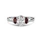1 - Gemma 1.90 ctw GIA Certified Natural Diamond Oval Cut (8x6 mm) and Side Red Garnet Trellis Three Stone Engagement Ring 