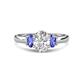 1 - Gemma 1.80 ctw GIA Certified Natural Diamond Oval Cut (8x6 mm) and Side Tanzanite Trellis Three Stone Engagement Ring 