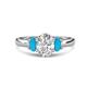 1 - Gemma 1.60 ctw GIA Certified Natural Diamond Oval Cut (8x6 mm) and Side Turquoise Trellis Three Stone Engagement Ring 