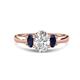 1 - Gemma 1.96 ctw IGI Certified Lab Grown Diamond Oval Cut (8x6 mm) and Blue Sapphire Trellis Three Stone Engagement Ring 