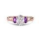 1 - Gemma 1.74 ctw IGI Certified Lab Grown Diamond Oval Cut (8x6 mm) and Amethyst Trellis Three Stone Engagement Ring 
