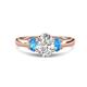 1 - Gemma 1.90 ctw IGI Certified Lab Grown Diamond Oval Cut (8x6 mm) and Blue Topaz Trellis Three Stone Engagement Ring 