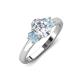 3 - Gemma 1.74 ctw GIA Certified Natural Diamond Oval Cut (8x6 mm) and Side Aquamarine Trellis Three Stone Engagement Ring 