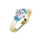 3 - Gemma 1.90 ctw GIA Certified Natural Diamond Oval Cut (8x6 mm) and Side Blue Topaz Trellis Three Stone Engagement Ring 