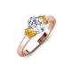 3 - Gemma 1.74 ctw GIA Certified Natural Diamond Oval Cut (8x6 mm) and Side Citrine Trellis Three Stone Engagement Ring 