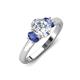 3 - Gemma 1.74 ctw GIA Certified Natural Diamond Oval Cut (8x6 mm) and Side Iolite Trellis Three Stone Engagement Ring 