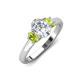 3 - Gemma 1.90 ctw GIA Certified Natural Diamond Oval Cut (8x6 mm) and Side Peridot Trellis Three Stone Engagement Ring 
