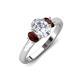 3 - Gemma 1.90 ctw GIA Certified Natural Diamond Oval Cut (8x6 mm) and Side Red Garnet Trellis Three Stone Engagement Ring 
