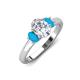 3 - Gemma 1.60 ctw GIA Certified Natural Diamond Oval Cut (8x6 mm) and Side Turquoise Trellis Three Stone Engagement Ring 