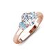 3 - Gemma 1.74 ctw IGI Certified Lab Grown Diamond Oval Cut (8x6 mm) and Aquamarine Trellis Three Stone Engagement Ring 