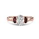 1 - Gemma 1.90 ctw IGI Certified Lab Grown Diamond Oval Cut (8x6 mm) and Red Garnet Trellis Three Stone Engagement Ring 