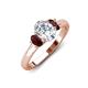 3 - Gemma 1.90 ctw IGI Certified Lab Grown Diamond Oval Cut (8x6 mm) and Red Garnet Trellis Three Stone Engagement Ring 