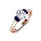 3 - Gemma 1.96 ctw IGI Certified Lab Grown Diamond Oval Cut (8x6 mm) and Blue Sapphire Trellis Three Stone Engagement Ring 