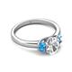 4 - Gemma 1.90 ctw IGI Certified Lab Grown Diamond Oval Cut (8x6 mm) and Blue Topaz Trellis Three Stone Engagement Ring 
