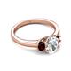 4 - Gemma 1.90 ctw IGI Certified Lab Grown Diamond Oval Cut (8x6 mm) and Red Garnet Trellis Three Stone Engagement Ring 