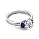 4 - Gemma 1.96 ctw GIA Certified Natural Diamond Oval Cut (8x6 mm) and Side Blue Sapphire Trellis Three Stone Engagement Ring 