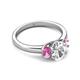 4 - Gemma 1.90 ctw GIA Certified Natural Diamond Oval Cut (8x6 mm) and Side Pink Sapphire Trellis Three Stone Engagement Ring 