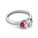 4 - Gemma 1.90 ctw GIA Certified Natural Diamond Oval Cut (8x6 mm) and Side Ruby Trellis Three Stone Engagement Ring 