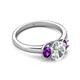 4 - Gemma 1.74 ctw GIA Certified Natural Diamond Oval Cut (8x6 mm) and Side Amethyst Trellis Three Stone Engagement Ring 